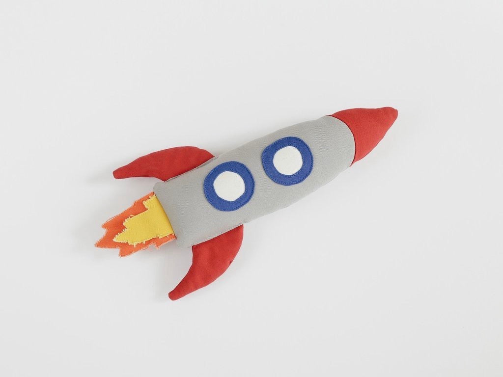 Rocket ship pillow for nursery by Fun Nest