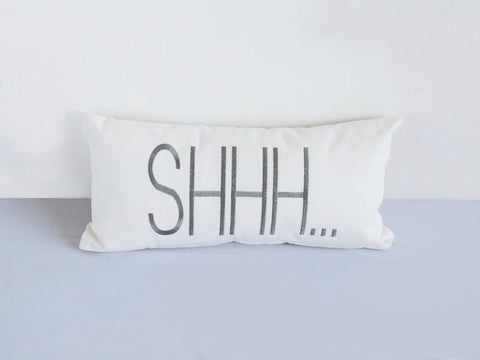 Shhhh pillow for nursery by Fun Nest